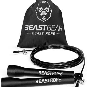Beast Gear Skipping Rope, Steel Speed Fitness Jump Ropes, Lightweight and Adjustable Workout Equipment for Jumping, MMA, HIIT Workout