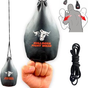 Bull Doza Fight Wear Slip Dodge Reaction Bag - Fist Width - 1kg When Filled - 2 Meter Hanging Rope Included - Boxing Punch Bag MMA - Black - No.1 Defence Bag (Not For Punching)